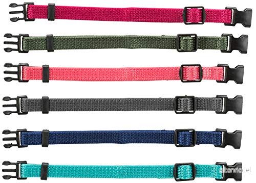 Trixie Junior Set of puppy collars S M: 17 25 cm/10 mm 6 pcs. fuchsia graphite indigo forest coral ocean 4011905155524