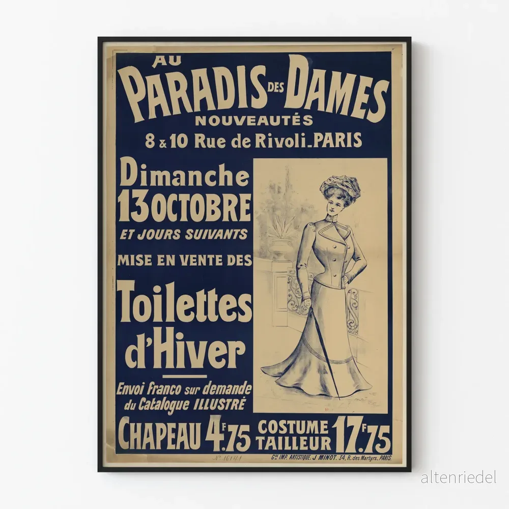 Vintageposter Au Paradis des Dames Vintertoaletter Paris
