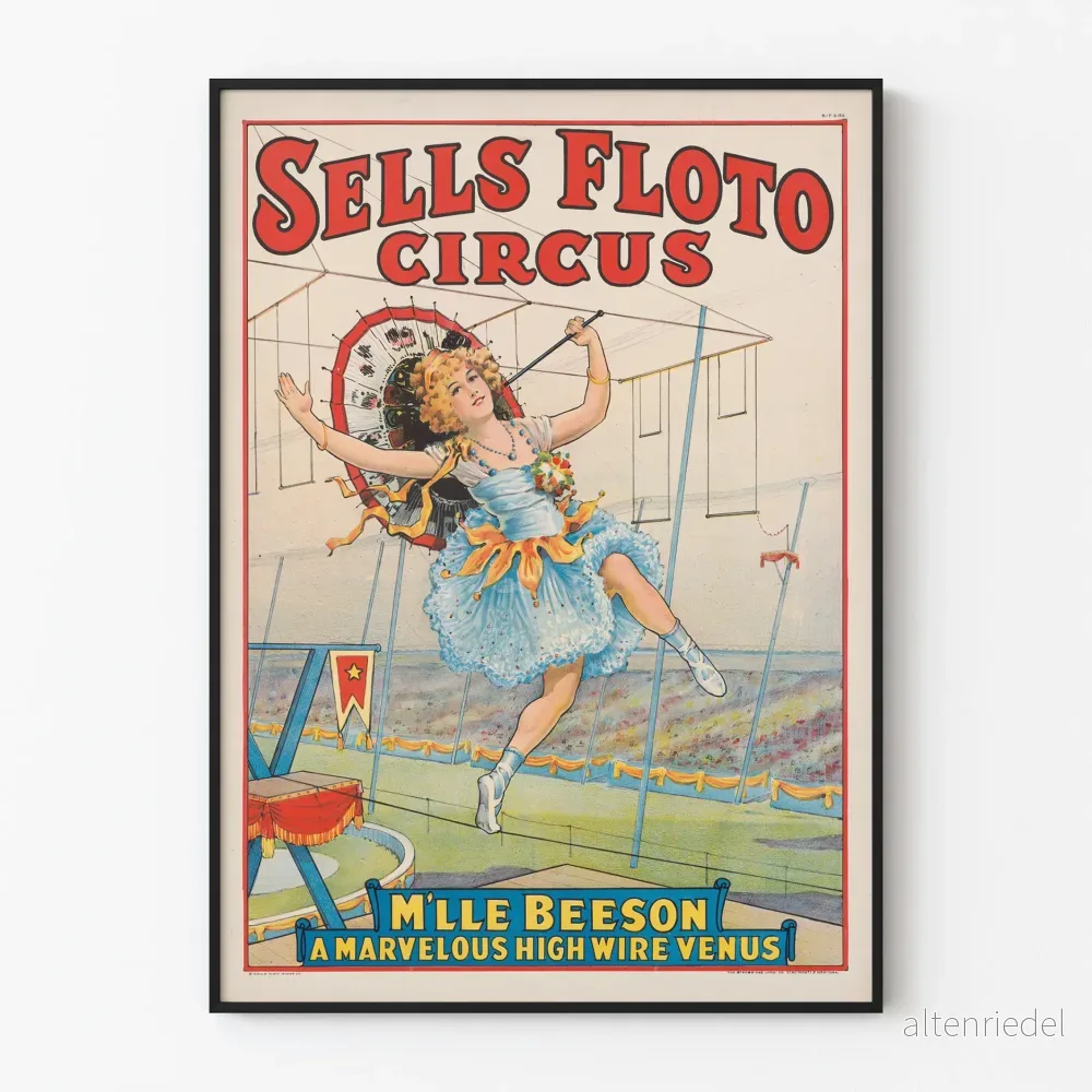 Cirque Sells Floto - Mlle Beeson, balansakrobat på trådposter
