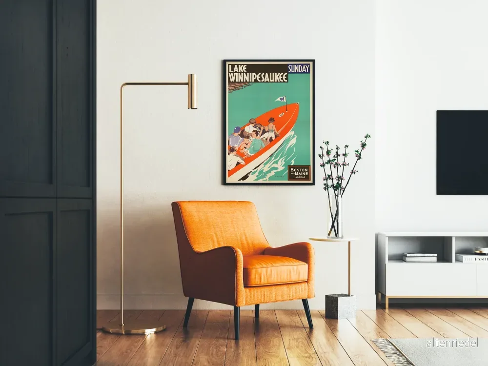 Vintageposter av Lac Winnipesaukee och Boston & Maine Railroad - Bild 2