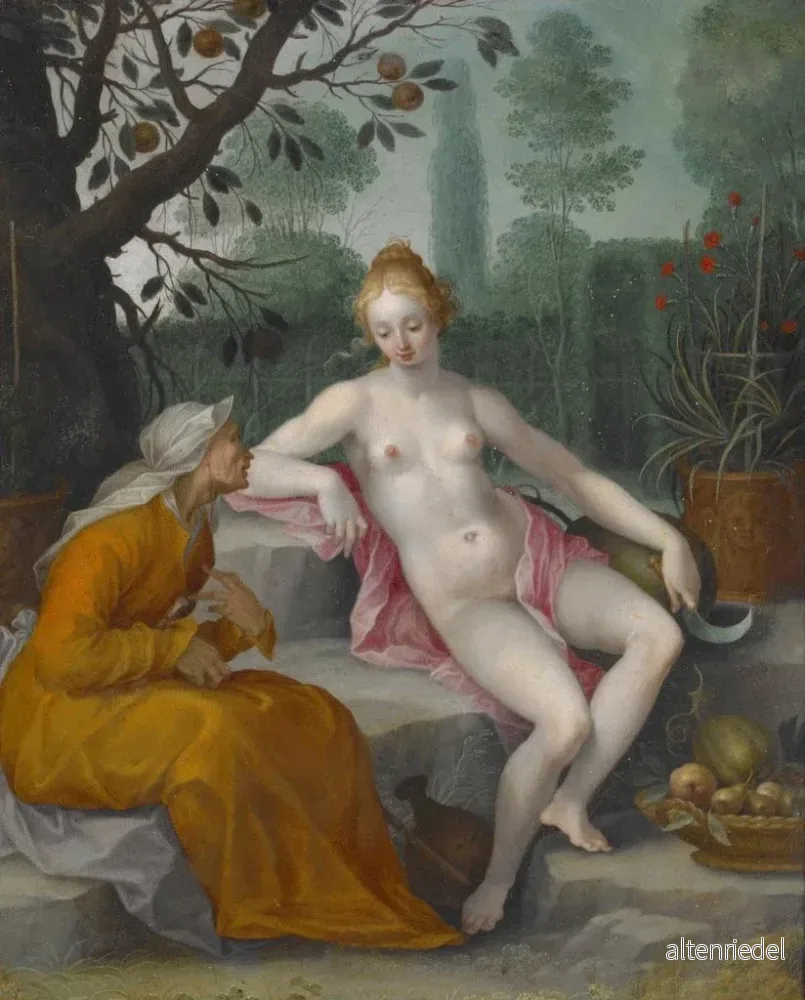 Målning Vertumne och Pomone - Efter Abraham Bloemaert - Bild 2
