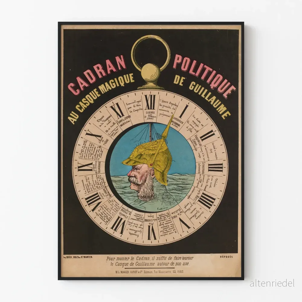 Vintageposter av Guillaume med den magiska hjälmens politiska urtavla