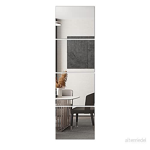 Delma väggspegelplattor i glas, 35 cm x 30 4 st, ramlösa helkroppsspegelplattor för sovrum, helkroppsspegel väggmonterad hemgym, dörr (glas 0,1 tum st) 703532969073