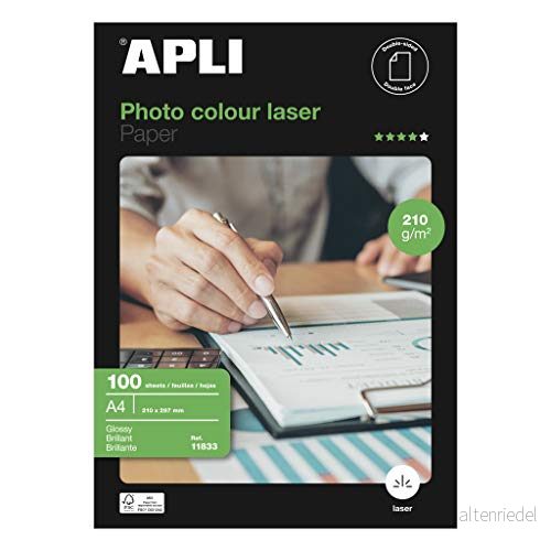 Papier Photo Glacé Apli Laser 100 Volets Double face A4 160 g/m2 8410782118336