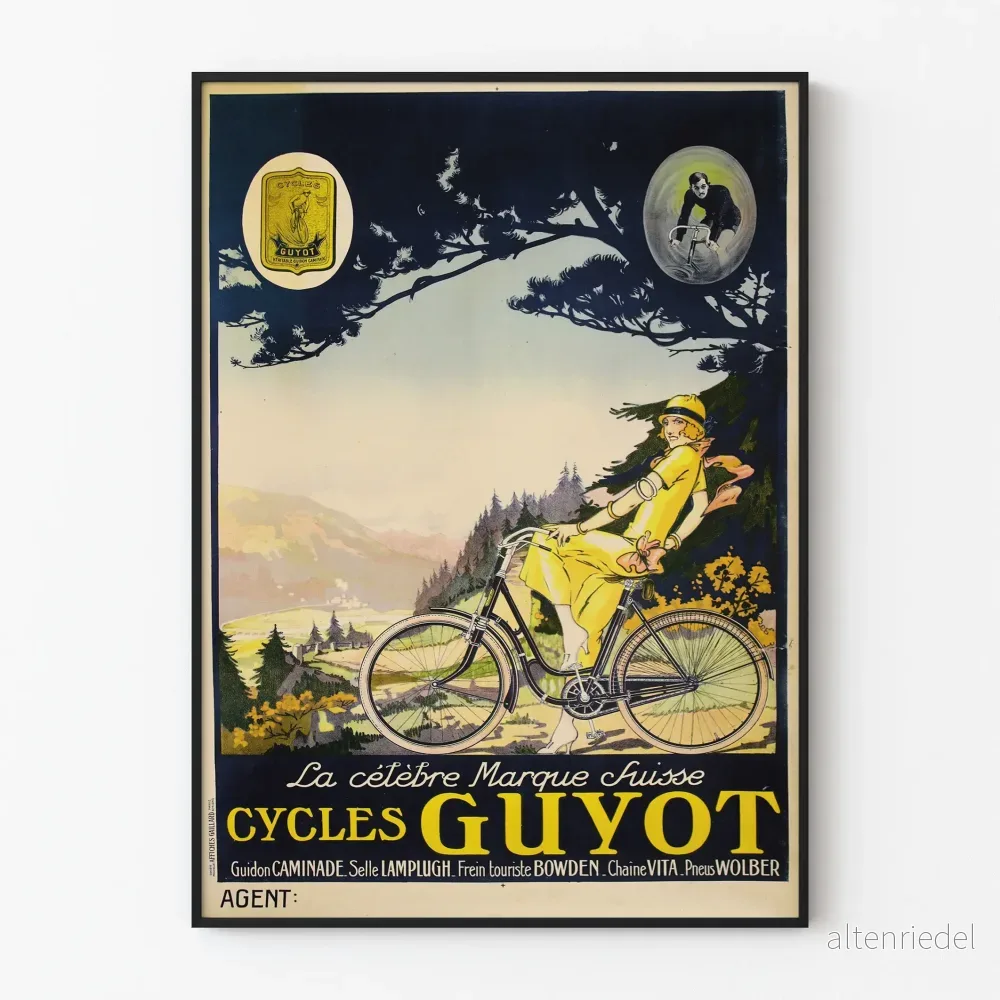 Vintageaffisch Cycles Guyot - Retro väggdekoration Schweizisk cykel