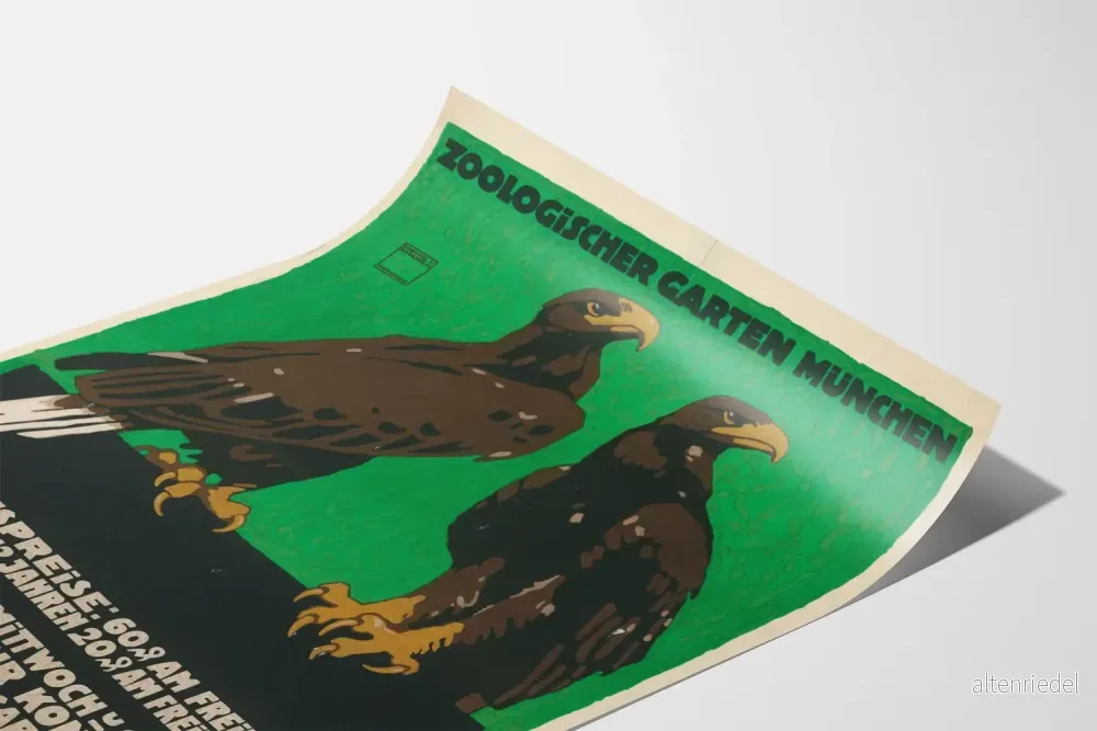 Vintage dekorativ poster av Zoologischer Garten München med örnar - Bild 3
