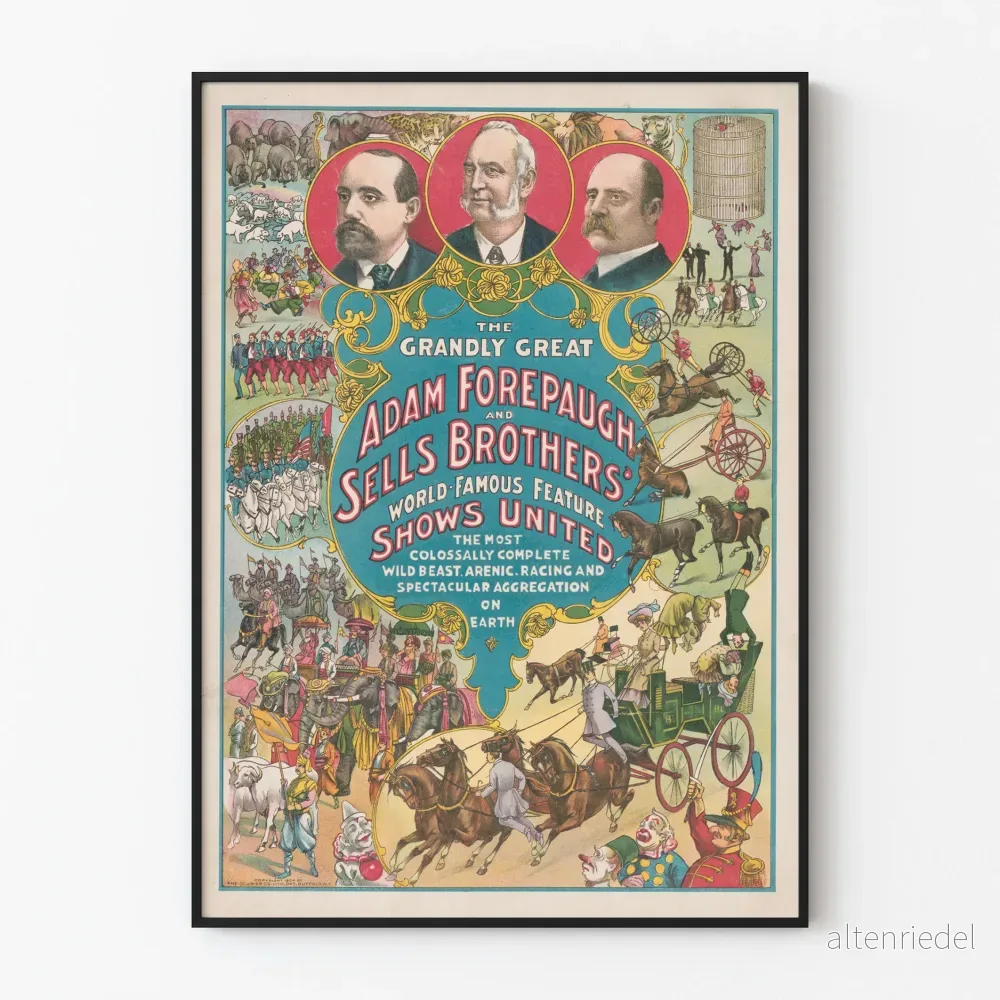 Vintageaffisch Cirque Adam Forepaugh och Sells Brothers