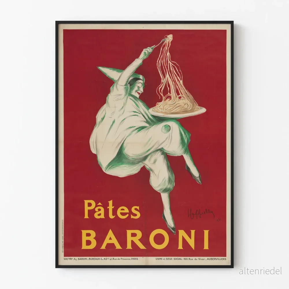 Vintageposter Pâtes Baroni 1921 för väggdekoration i kök