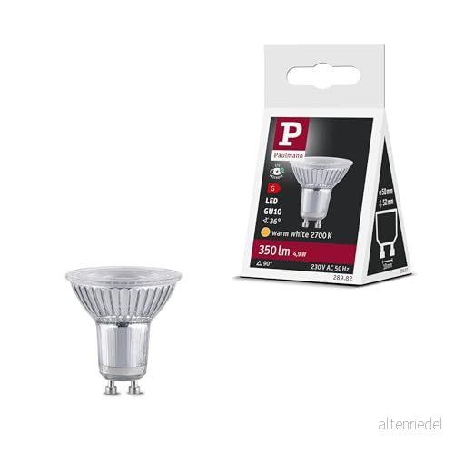 Paulmann 28982 Standard 230 V LED reflektor GU10 4,9 W 350 lm 50 mm Silver Glas 2700 K Varmvit ljuskälla 4000870289822
