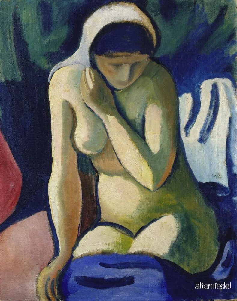 Målning av naken flicka med scarf - August Macke | Konsttryck - Bild 2