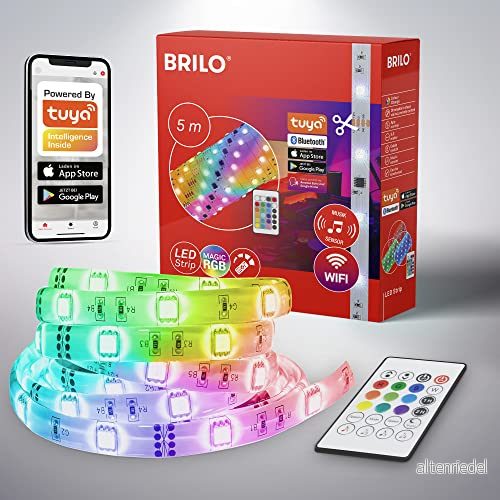 BRILONER - RGBIC LED Strip 5m, Magic RGBIC-ljusband kan förkortas, app-kontroll, fjärrkontroll, musiksensor, röststyrning, LED-band, LED-band 4002707428794