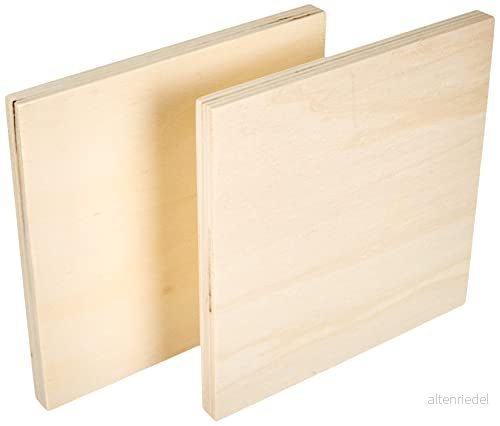 Artemio 14002351 set med 2 fyrkantiga plattor, trä, beige, 15 x 1,2 cm 5414135163267