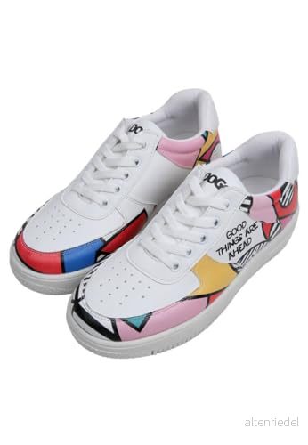 DOGO Kvinnors veganläder vita sneakers målning i harmoni mönster, Material: Polyester, 40 EU 8680544273867