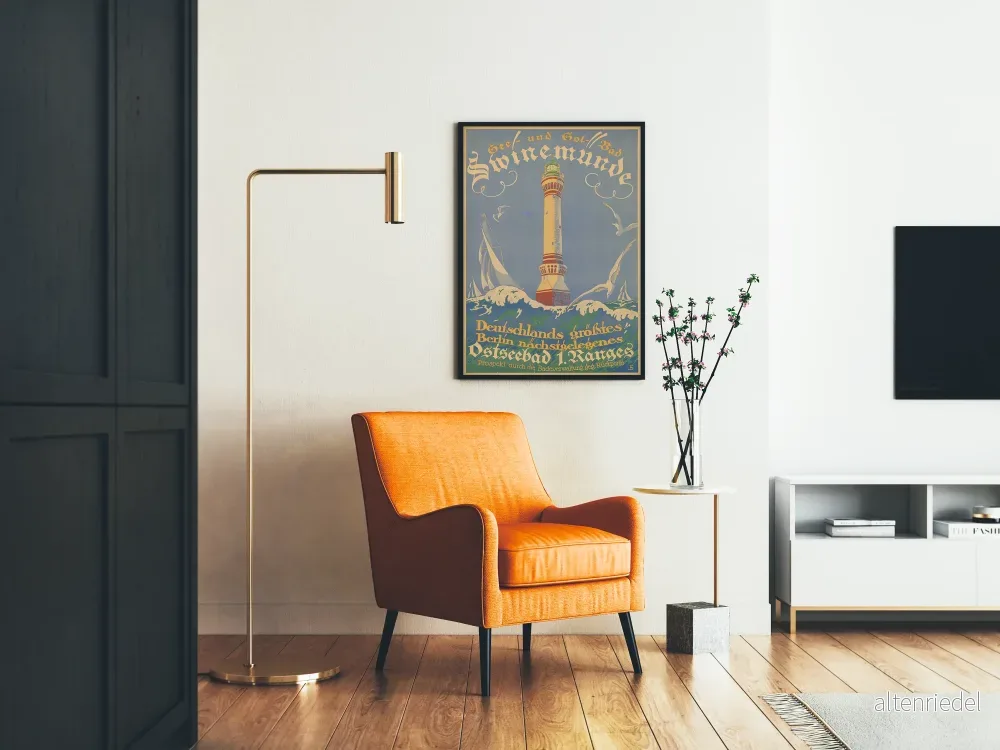Vintageposter See- und Solbad Swinemünde med fyr och vågor - Bild 2