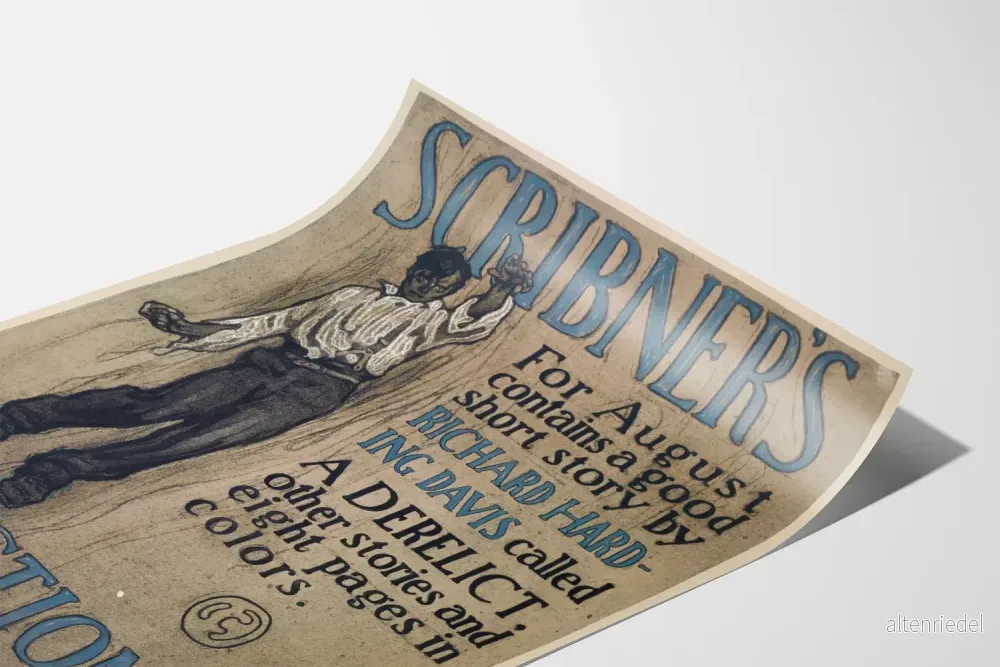 Vintageaffisch Scribner's Fiction Number - Poster för väggdekoration med litterär stil - Bild 3