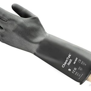 Ansell Alphatec 38 520 Kemiska skyddshandskar i butyl, maximalt skydd för syror och lösningsmedel, tungt industriellt arbete, utan latex, återanvändbar, svart, storlek L (1 par) 76490441135
