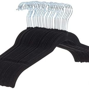 Amazon basics klädhängare för skjorta/klänning platsbesparande och täckt med sammet svart, förpackning 30 841710105032