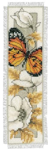 VERVACO bokmärken korsstygn broderiförpackningar räknade fjäril på blommor gör det själv set vuxna broderi läsning tillbehör gåva räknemönsterförpackning ca 6 x 20 cm broderiset för 5413480248896