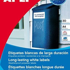 APLI 12112 Väderbeständiga vita etiketter 45,7 x 21,2 mm 20 ark 8410782121121 APLI 12112 Väderbeständiga vita etiketter 45,7 x 21,2 mm 20 ark 8410782121121