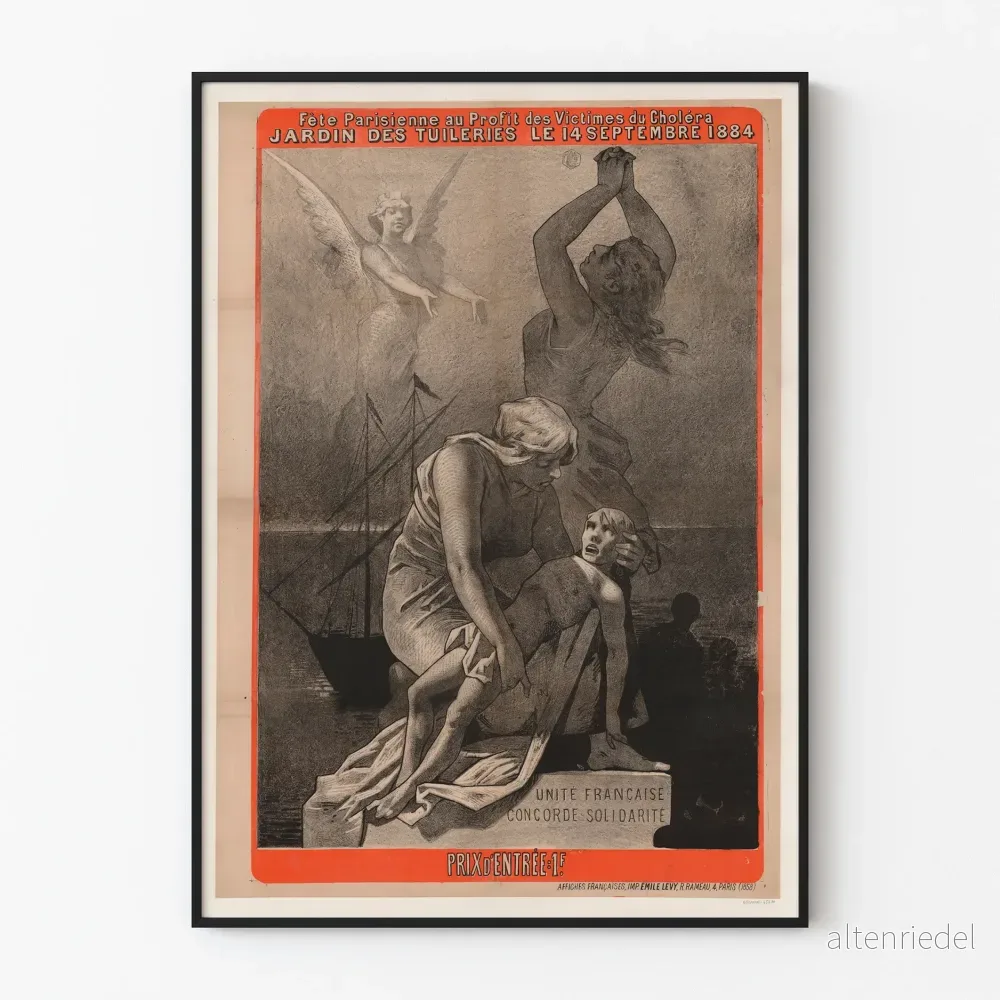 Vintageposter för Parisfest till förmån för kolerans offer 1884