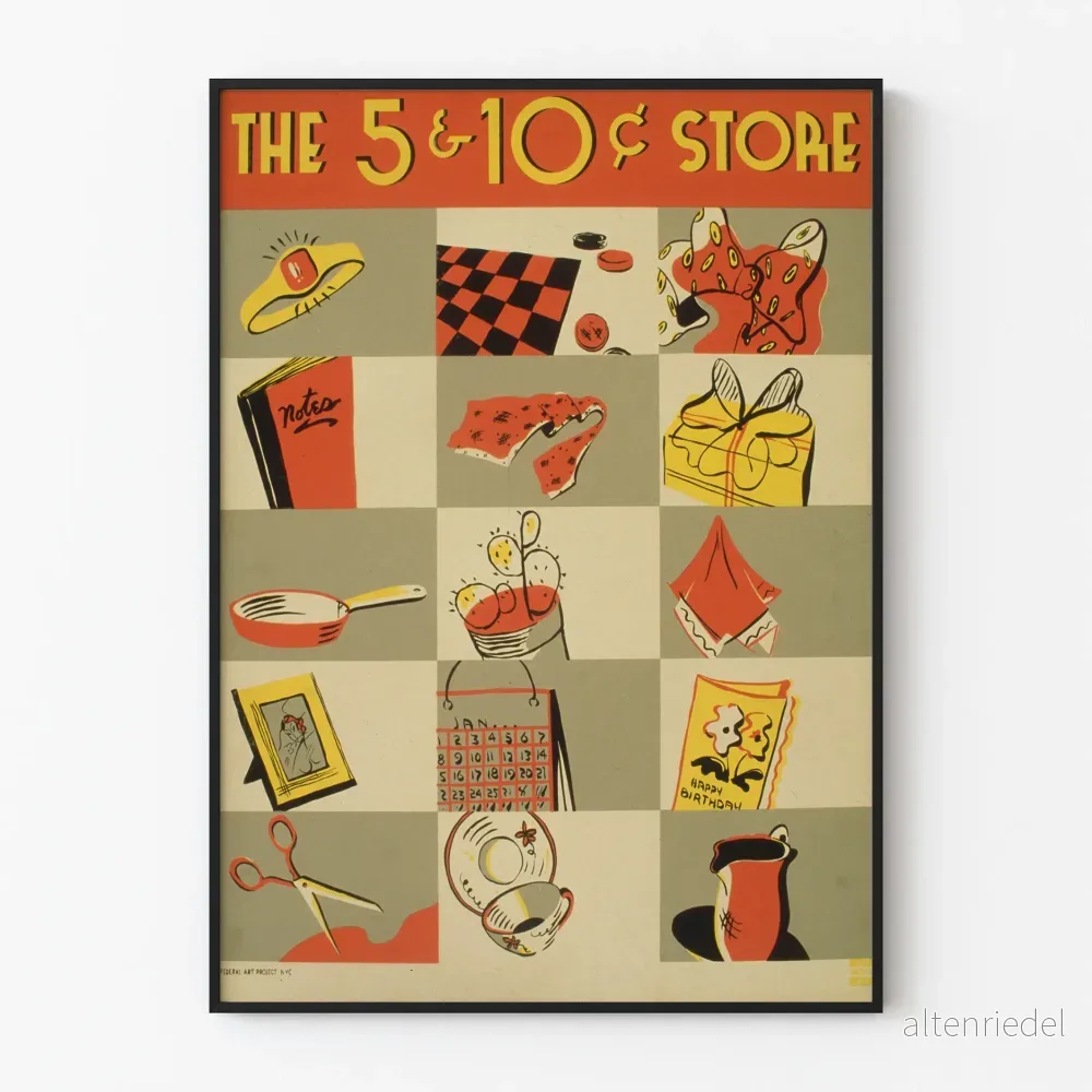 Vintageposter The 5 & 10¢ Store - Retro väggdekoration