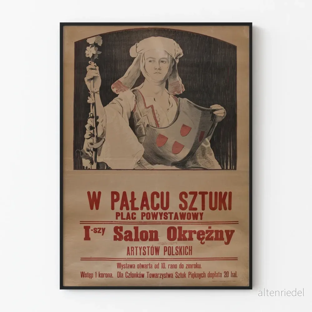 Vintageaffisch för polskt konstsalong, väggdekoration