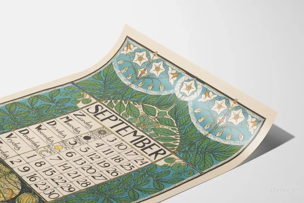 Poster Kalender September 1899 Art Nouveau-stil - Bild 3