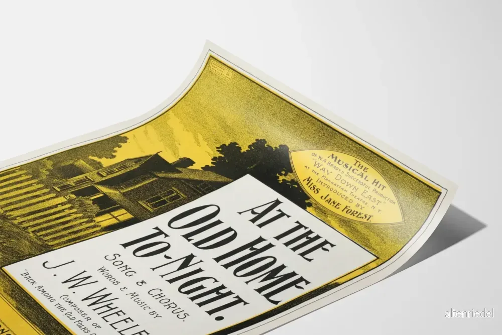 Vintageposter med sång "At the Old Home To-Night" – Retro väggdekoration - Bild 3