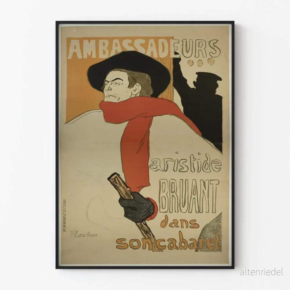 Vintageposter av Aristide Bruant i sin kabaré för väggdekoration