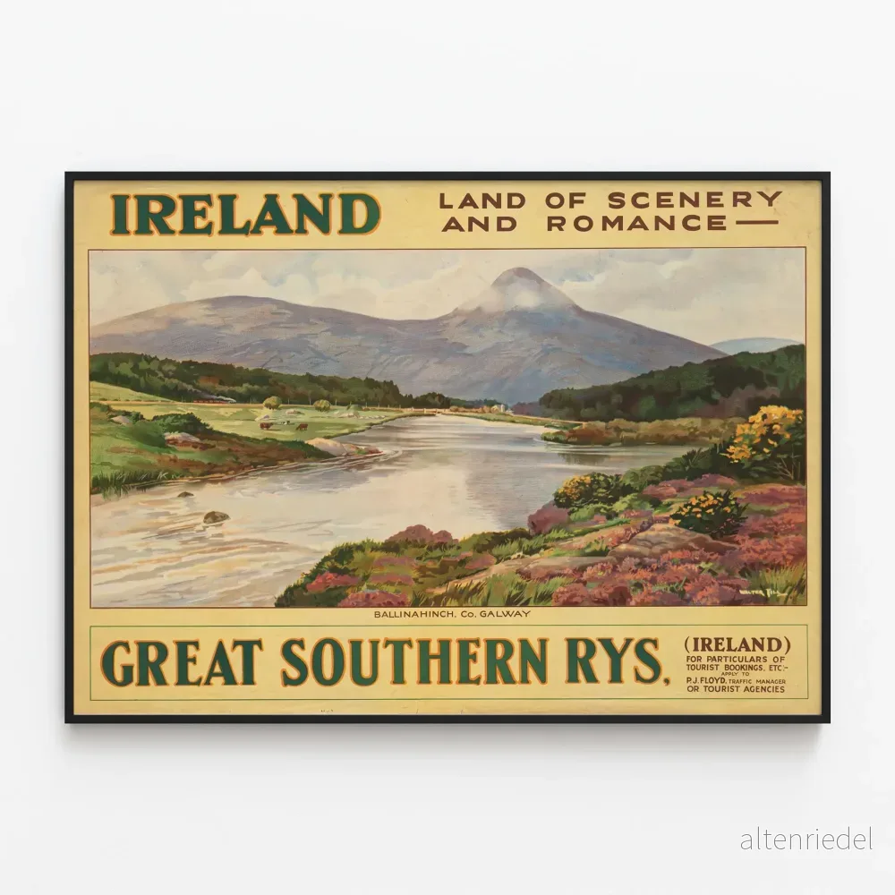 Vintageposter Irland Landskap Romantiskt Ballinahinch Galway Vintageposter Irland Landskap Romantiskt Ballinahinch Galway