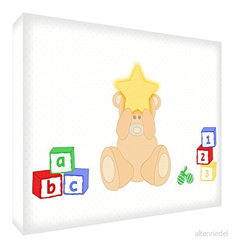 Feel Good Art BEARHEART1624 15ES Massiv tjock dekorativ målarduk, design"Bedårande björn", 60 x 40 4 cm, flerfärgad 5056041089202