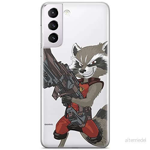 ERT GROUP mobiltelefonfodral för Samsung S21 originalt och officiellt licensierat Marvel mönster Rocket 008 optimalt anpassad till formen på mobiltelefonen, gedeeltelijk transparant 5903932295412