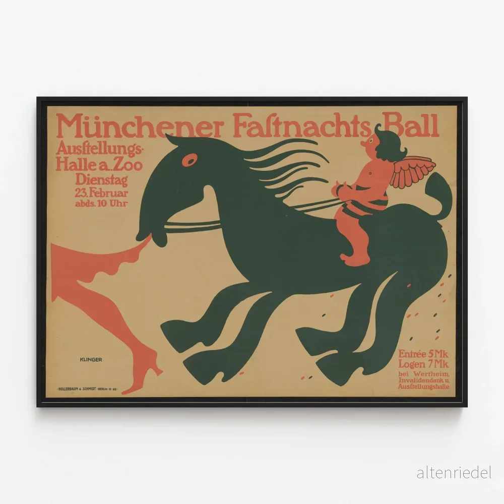 Vintageposter Münchener Fastnachts Ball väggdekoration