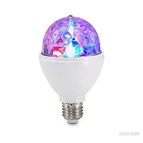 Briloner Leuchten 0528 003 LED festlampa, disco ljuseffekter, självvridande, färgförändring, belysningsmedel, lampa 3 W, för alla lampor med E27 fattning, plast, 7,3 x 12,9 cm, vit 4002707310242