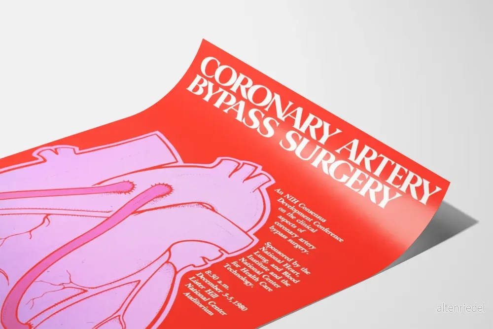 Medicinsk poster för hjärtkirurgi, kranskärlsoperation, vintagehjärta - Bild 3
