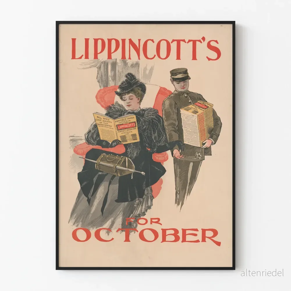 Vintageposter Lippincott's för oktober - Retro väggdekoration