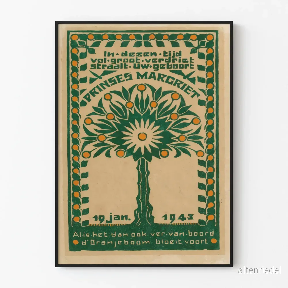 Vintageposter för väggdekoration Princesse Margriet 1943