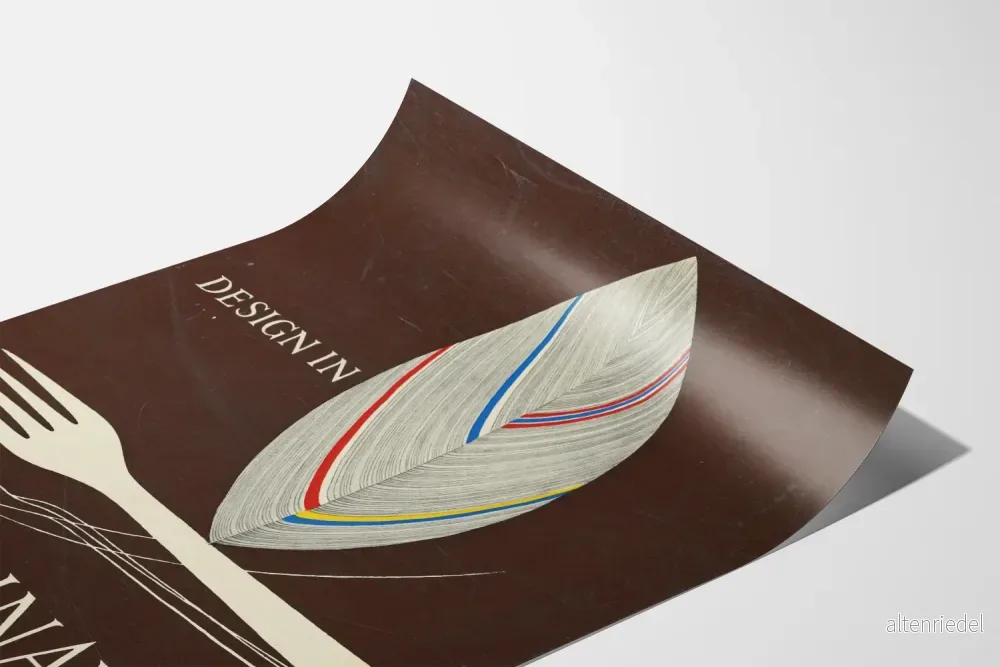 Skandinavisk minimalistisk designposter med stiliserade blad och bestick - Bild 3