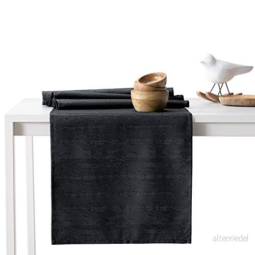 AmeliaHome Bordslöpare 30 x 80 cm lotuseffekt, vattenavvisande, ormhudmönster, svart, Vesta 4251758686213
