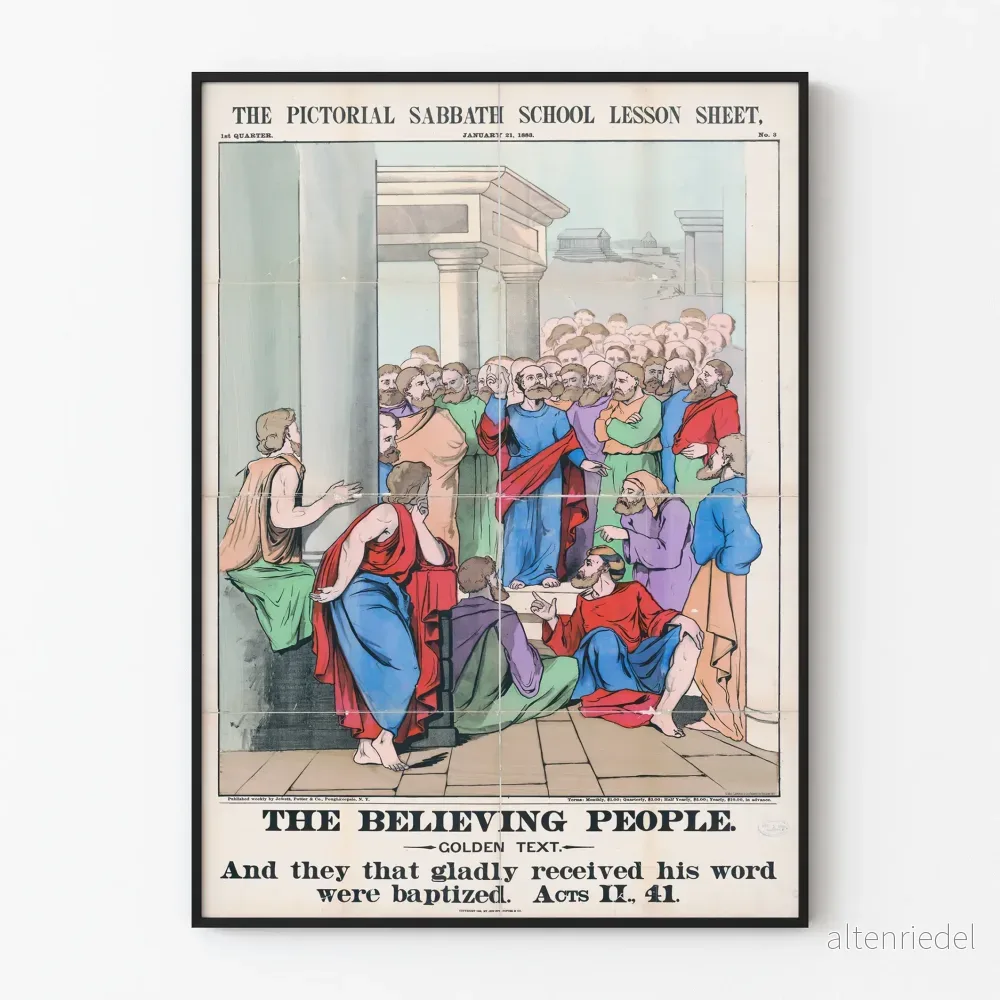 Gammal poster ”The Believing People” dekorativ – Vintage religiös konst Gammal poster ”The Believing People” dekorativ – Vintage religiös konst