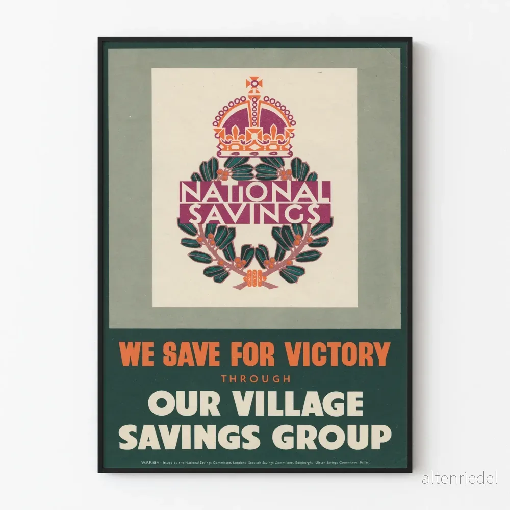 Vintageaffisch för nationellt sparande och bygruppssparande