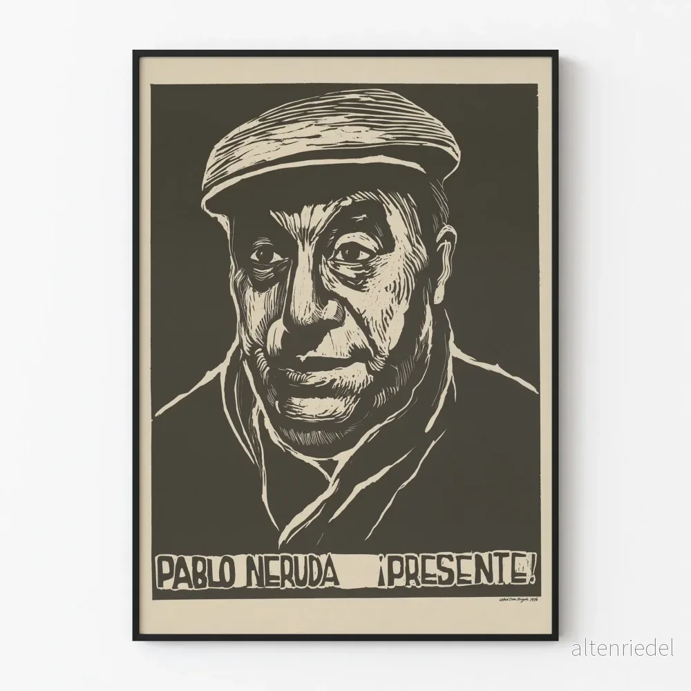 Porträttposter av Pablo Neruda - Vintage väggdekoration