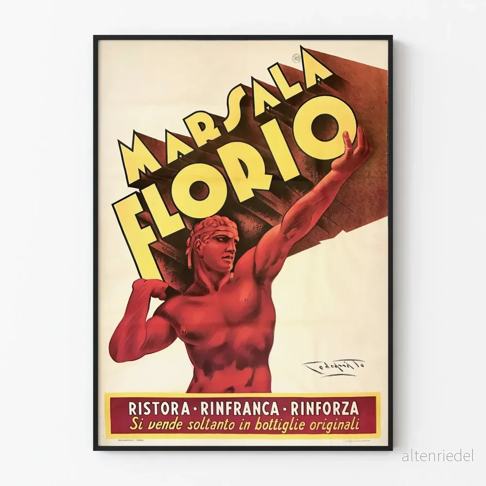 Vintageposter Marsala Florio i art déco-stil