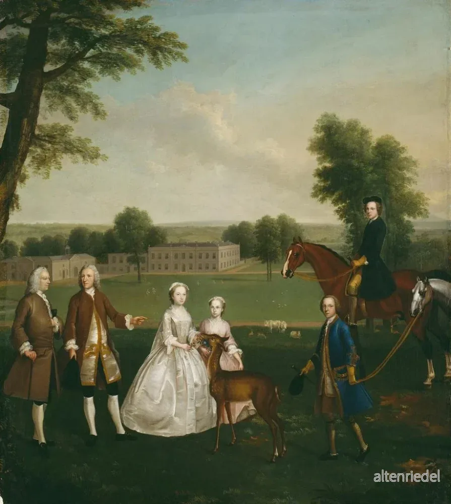 Målning Thomas Lister och hans familj vid Gisburne Park - Arthur Devis - Bild 2