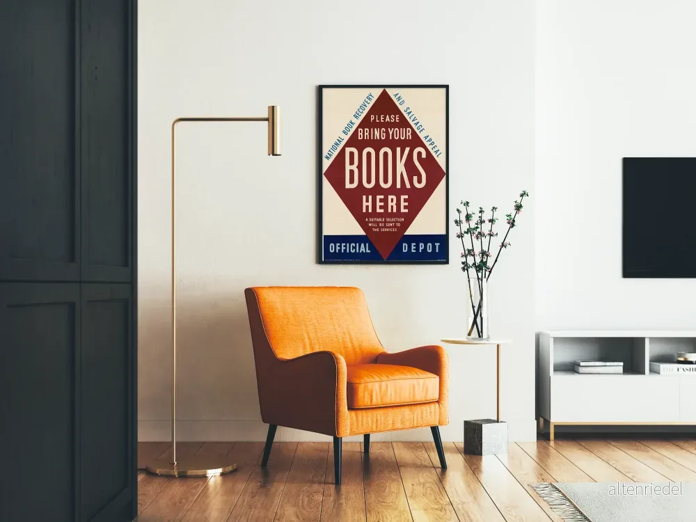 Vintageposter Inbjudan att Ta med Dina Böcker - Retro Väggdekoration - Bild 2