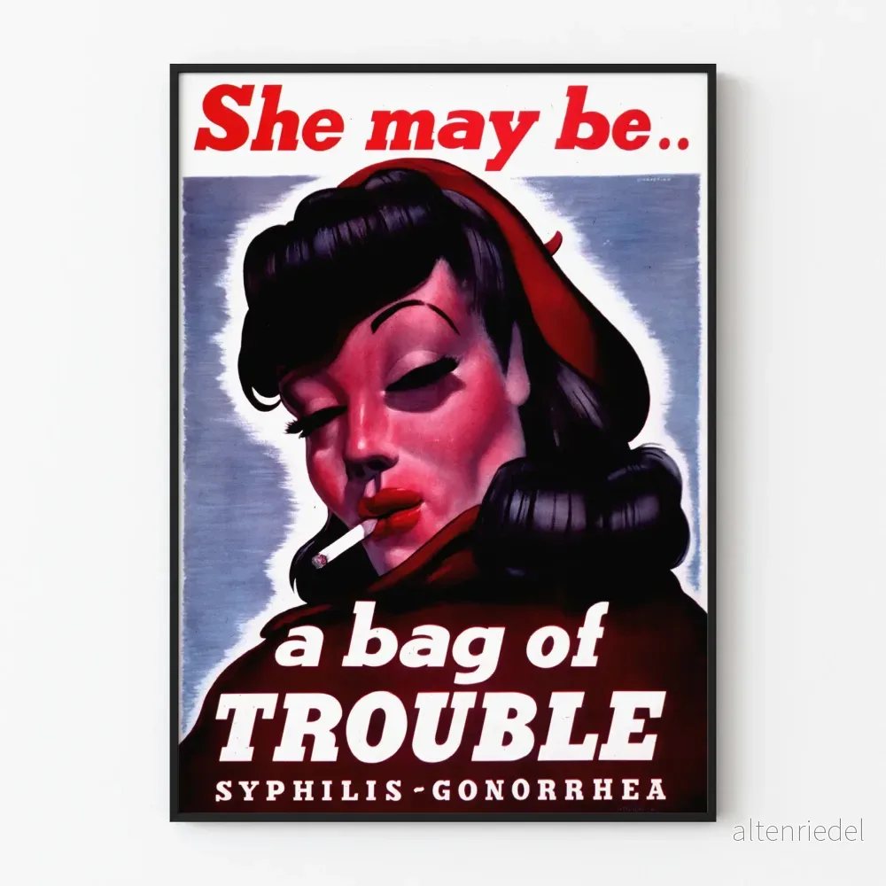 Vintage hälsovarningsposter: Hon kan vara en knut av problem