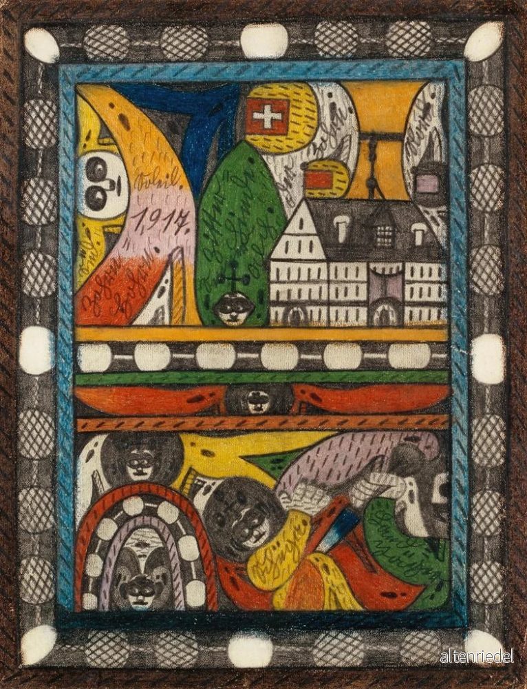 Målning Le Zohrn Schiiga et le LandJger - Adolf Wölfli | Konsttryck - Bild 2