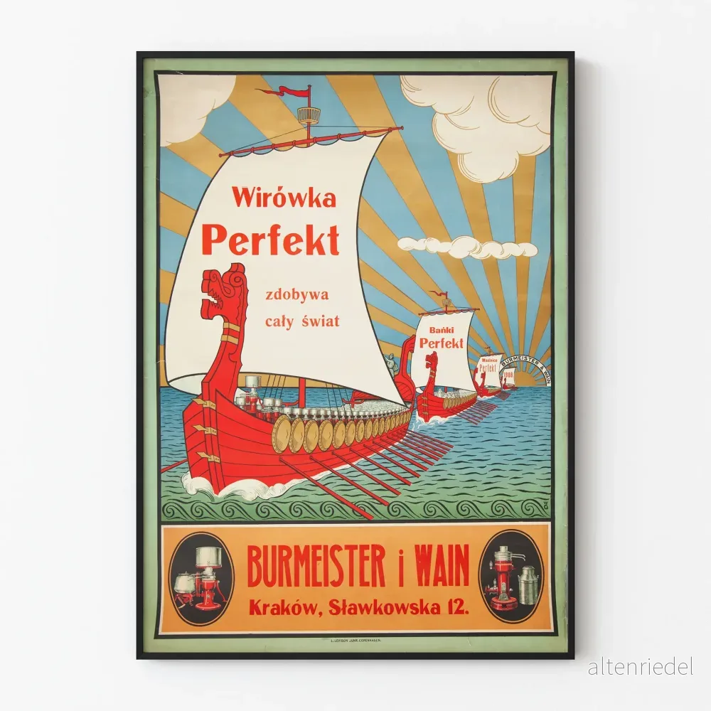 Vintageposter av Vikingsbåtar Burmeister i Wain