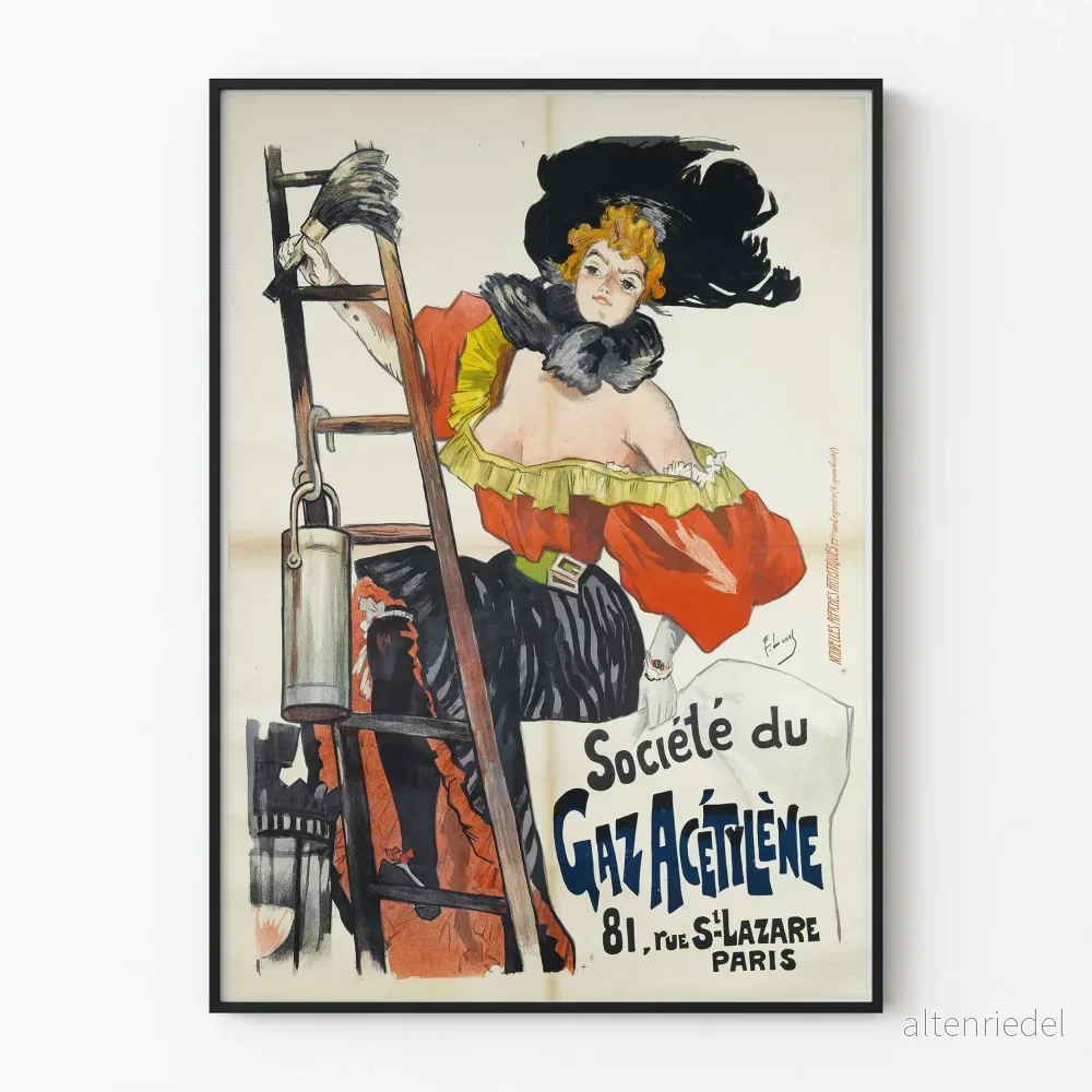 Vintageposter från Société du Gaz Acétylène – väggdekoration