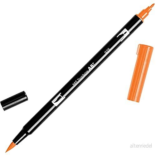 Tombow ABT 925 fiberpenna dubbla borstar penna med två spetsar, scarlet 4901991902181 Tombow ABT 925 fiberpenna dubbla borstar penna med två spetsar, scarlet 4901991902181
